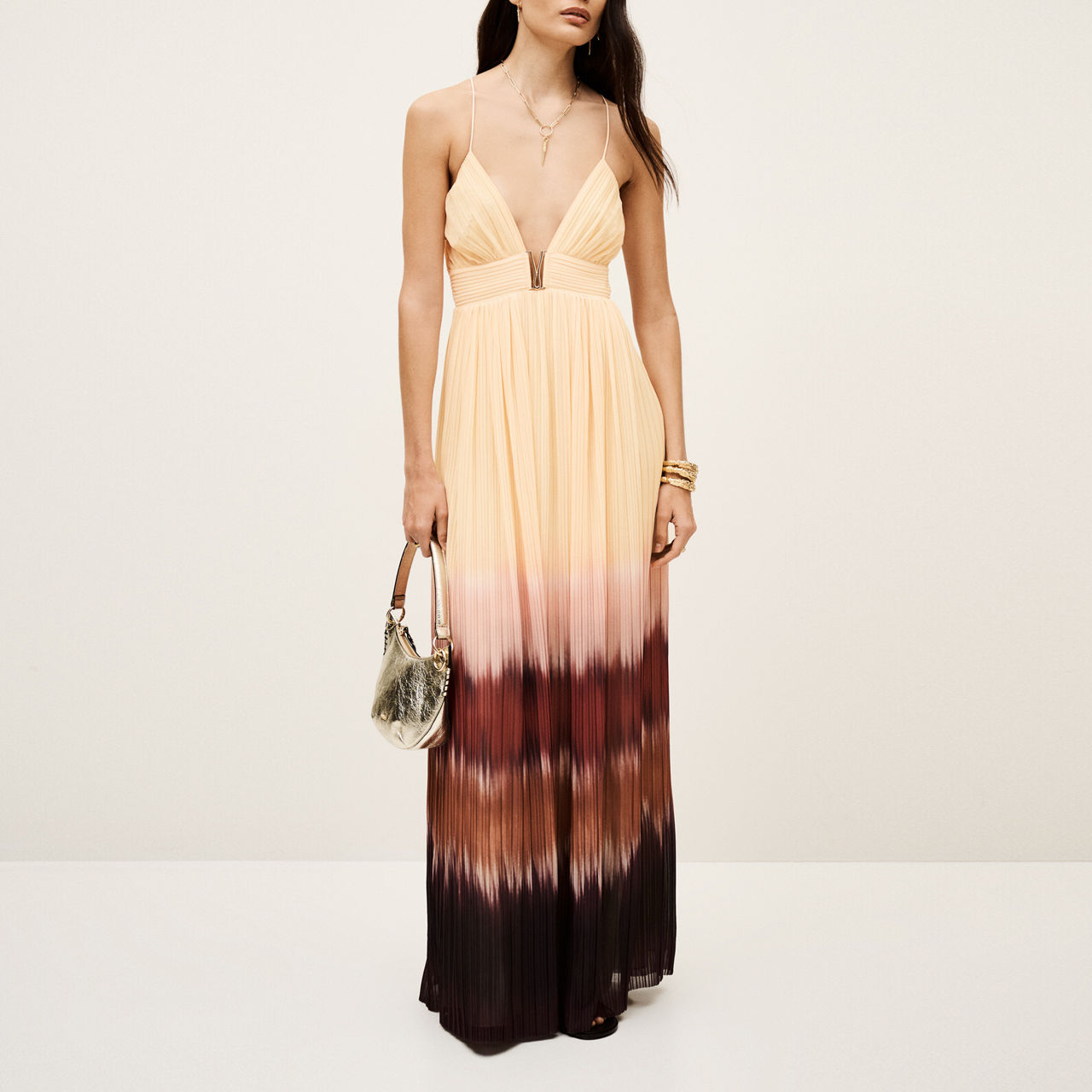 Ba&sh "Wila" Pleated Maxi Dress in "Rose", size Small