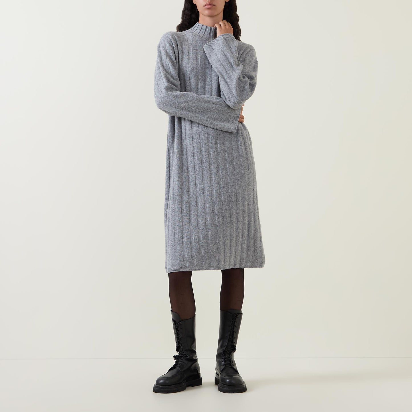 Barbour "Sophia" Ribbed Knit Dress in Grey, size Small