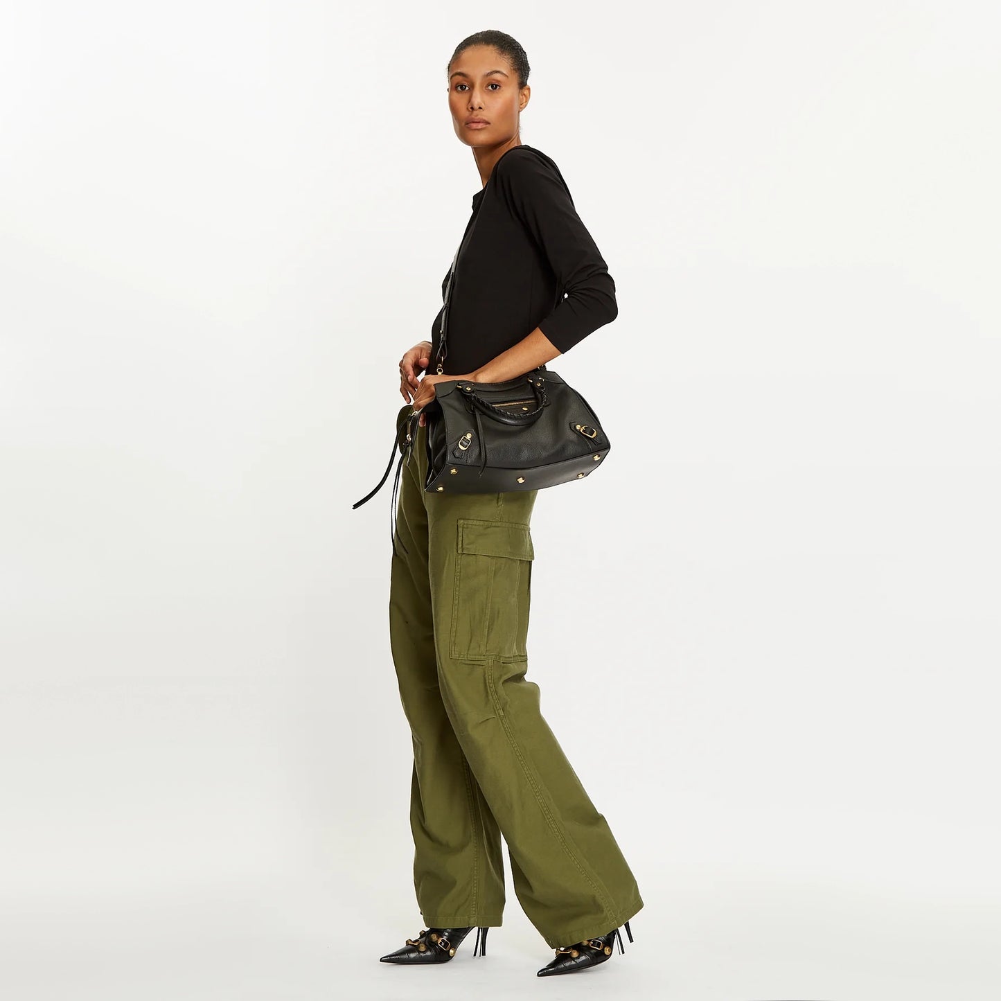 R13 Oversize Cargo Pants in Olive Green, size 27 (fits 27/28) ** HEMMED **