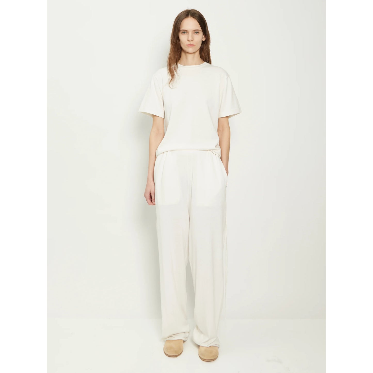 Extreme Cashmere Cotton/Cashmere "Judo" Lounge Pant in Ivory/Snow, One Size Only ** hemmed **