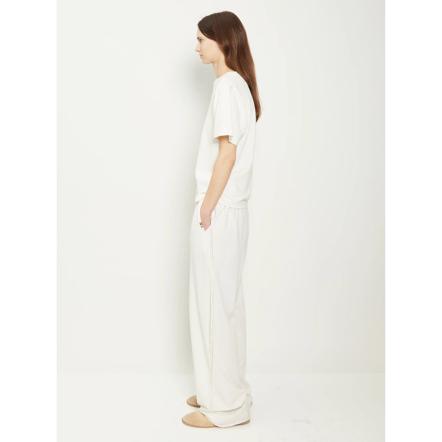 Extreme Cashmere Cotton/Cashmere "Judo" Lounge Pant in Ivory/Snow, One Size Only ** hemmed **