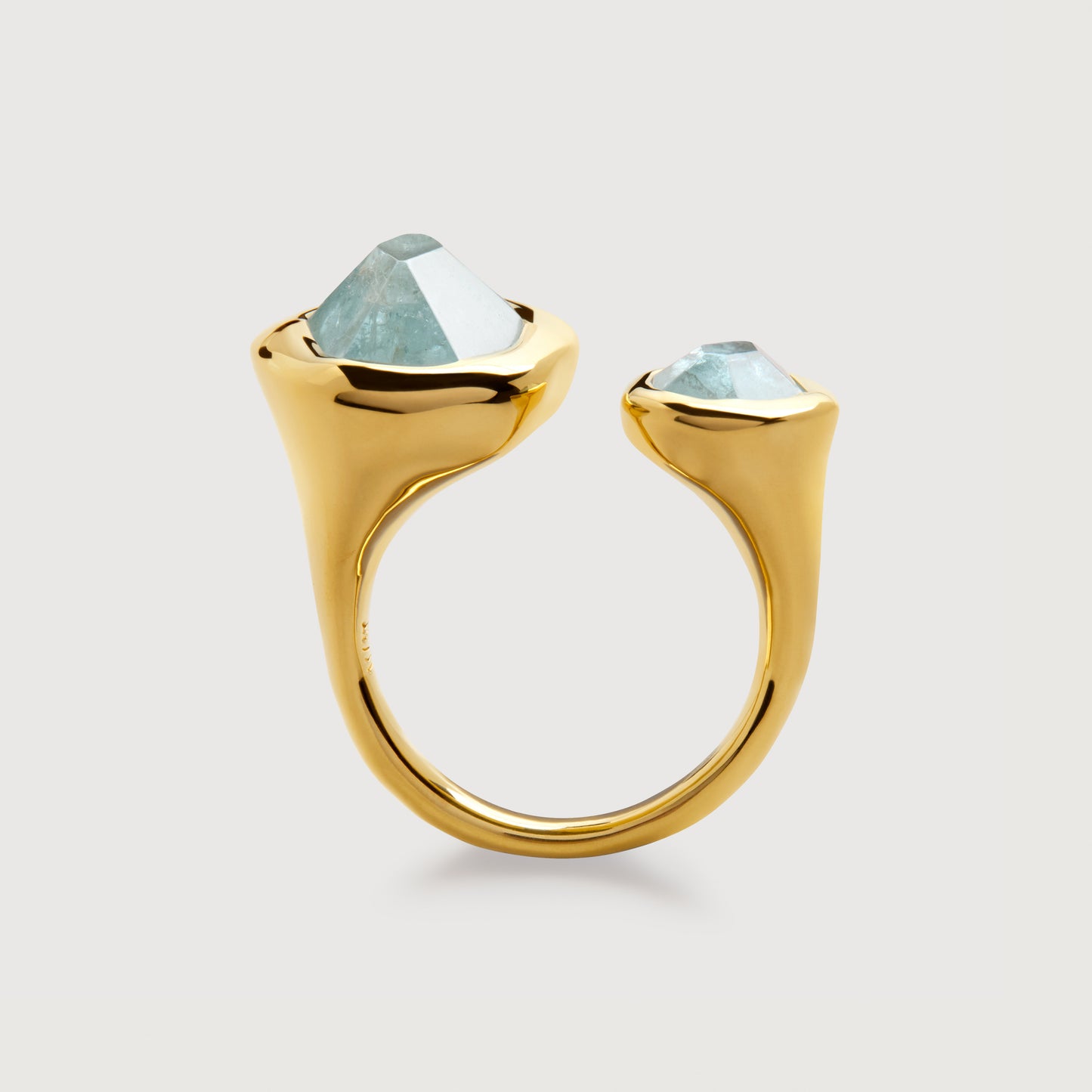 Monica Vinader "Odyssey" Aquamarine Open Ring, size 4.5