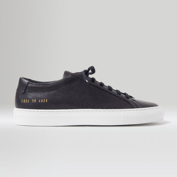 Common Projects Achilles Low in Navy Grained Leather, size 37