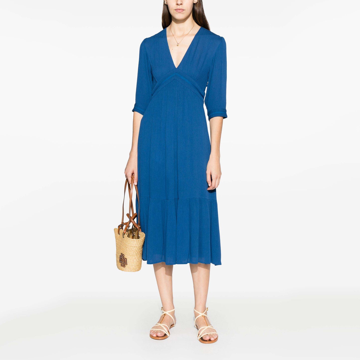 Ba&sh "Saturne" Midi Dress in Blue, size Small