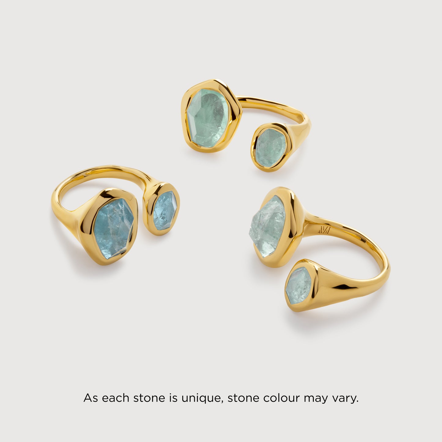 Monica Vinader "Odyssey" Aquamarine Open Ring, size 4.5