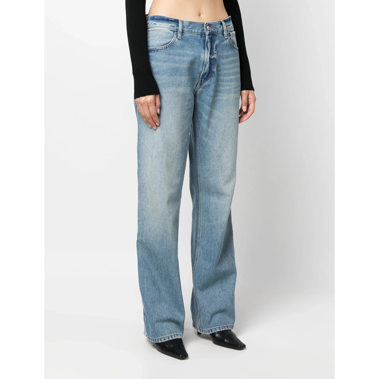 Gauchere Side Zip Jeans in Blue, size 40