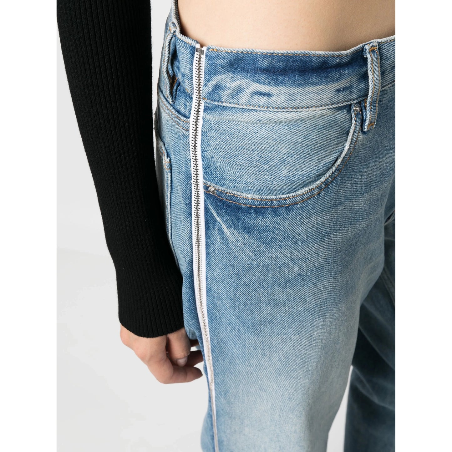 Gauchere Side Zip Jeans in Blue, size 40