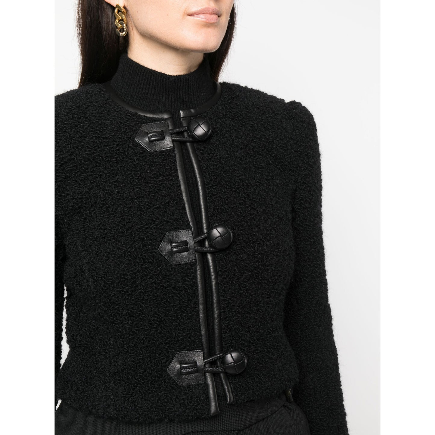 Isabel Marant "Gradilia" Cropped Bouclé Jacket in Black, size 36