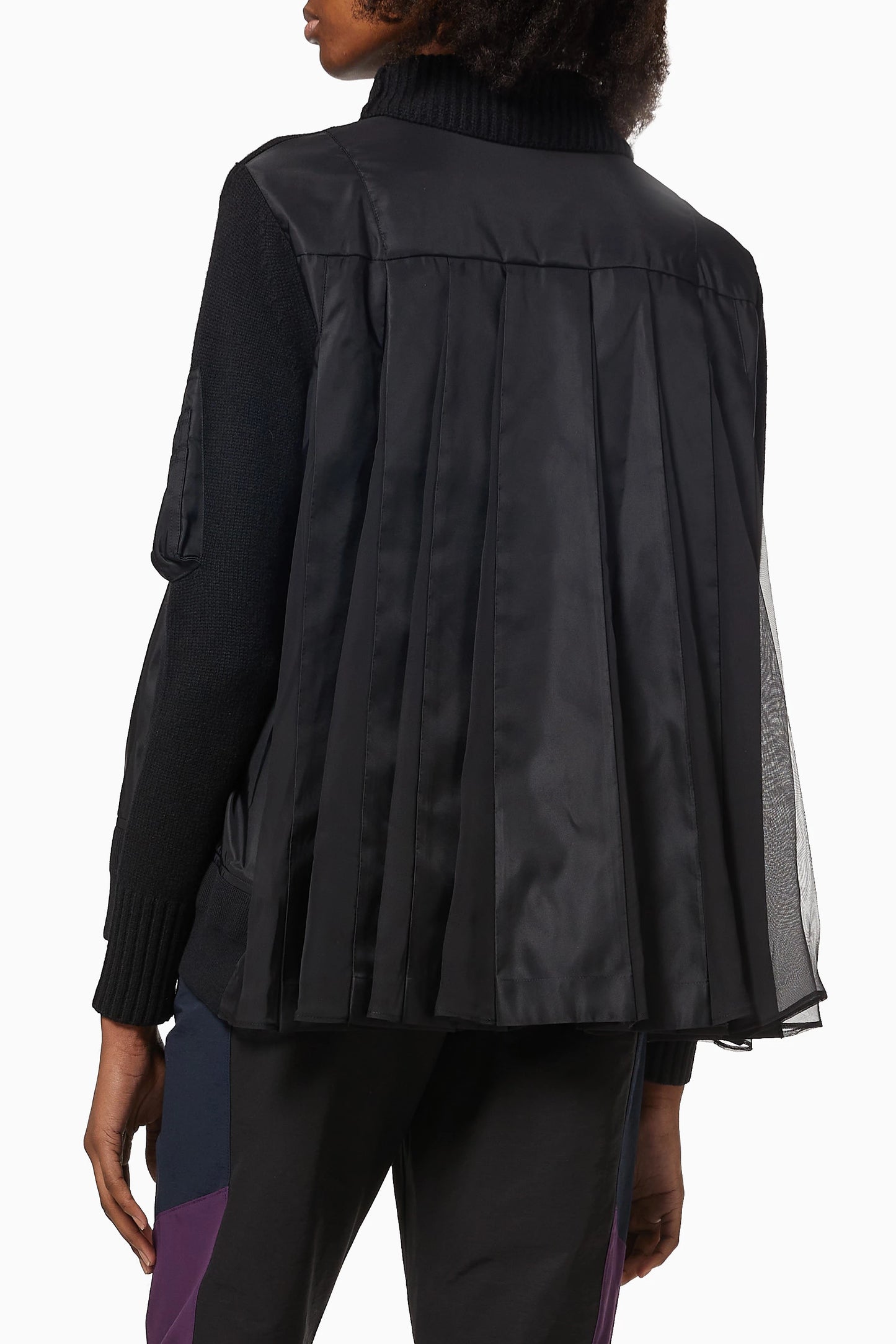 Sacai Combo Knit with Pleated Back in Ivory/Grey, size "4" (fits M/L)