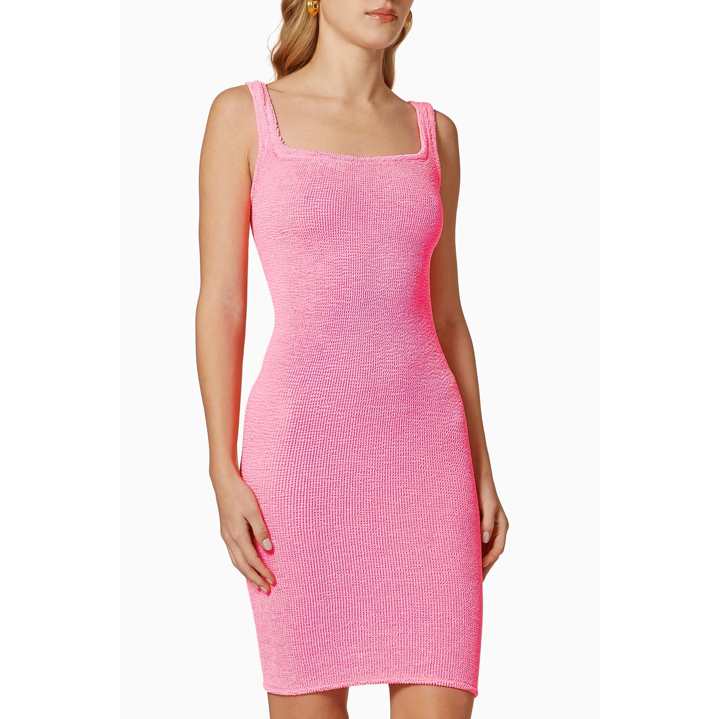 Hunza G Crinkle Tank Dress in Bubblegum, One Size Only