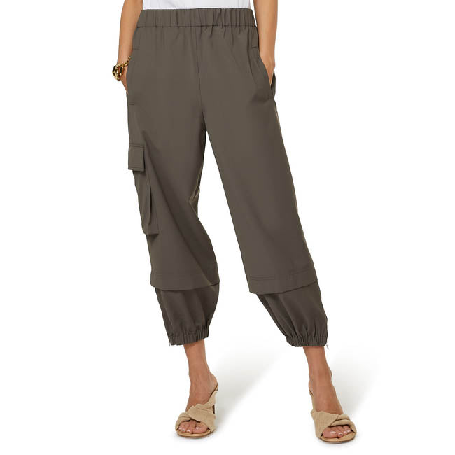 Tibi Tropical Wool Pull On "Wilt" Jogger in Dark Stone, size Large