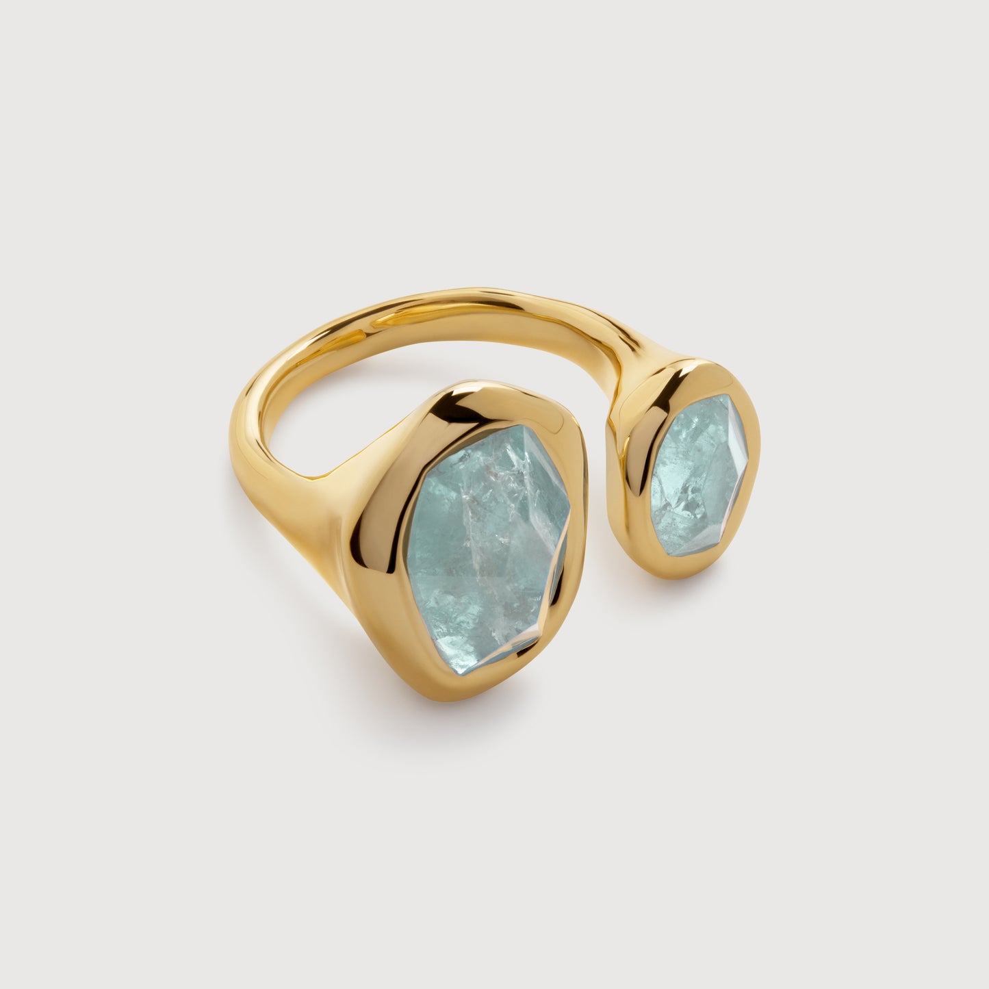 Monica Vinader "Odyssey" Aquamarine Open Ring, size 4.5