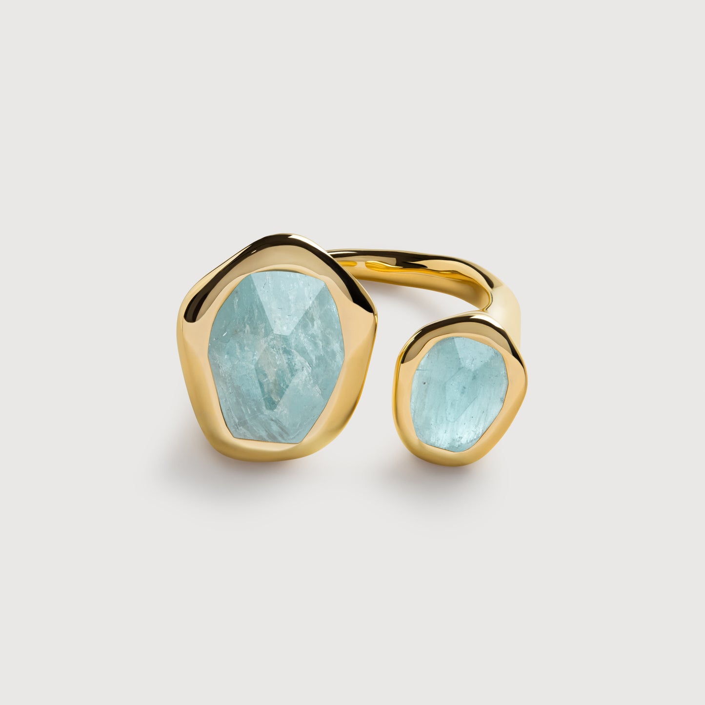 Monica Vinader "Odyssey" Aquamarine Open Ring, size 4.5