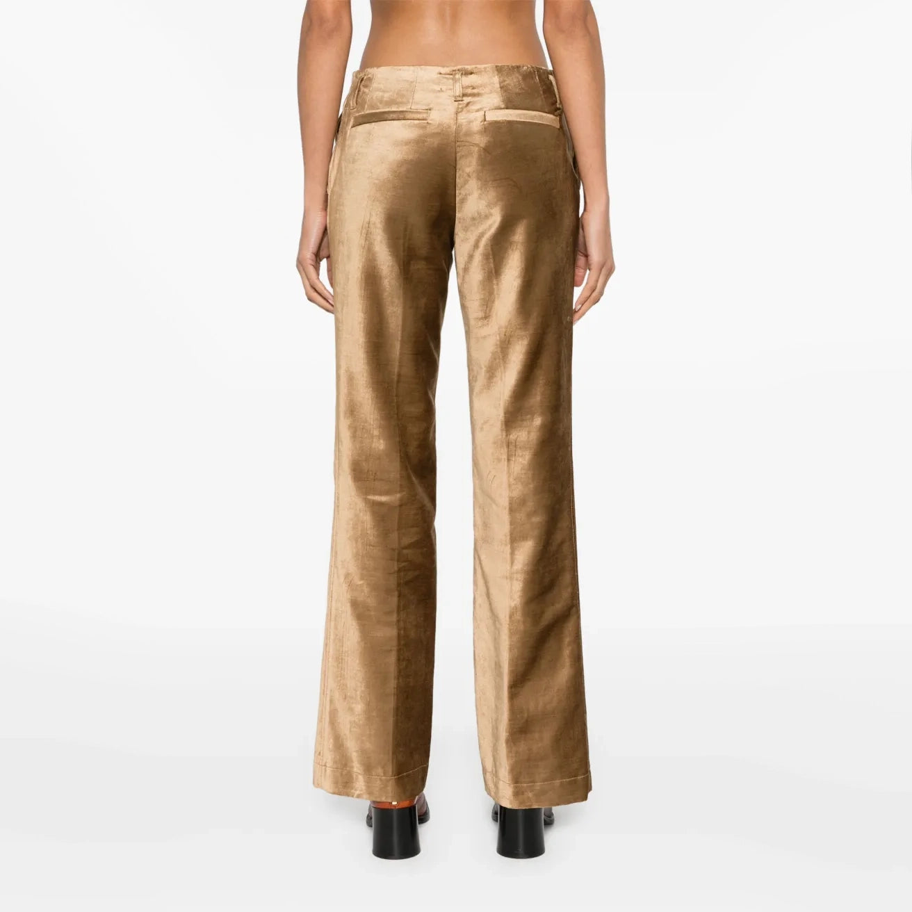 Forte.Forte Stretch Velvet Trousers in Gold, size "0" (XS)