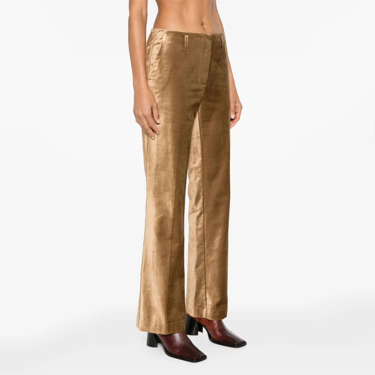 Forte.Forte Stretch Velvet Trousers in Gold, size "0" (XS)