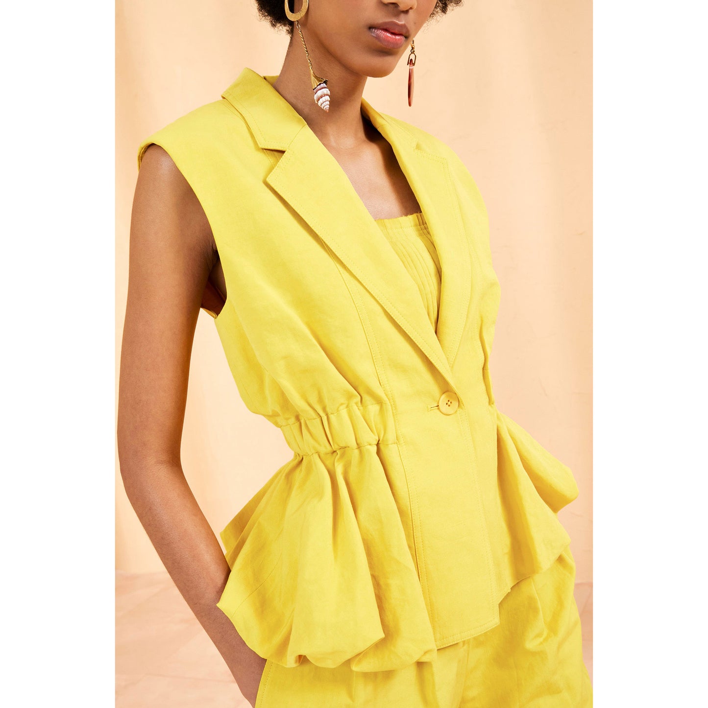 Ulla Johnson "Beatriz" Linen Vest in Yellow, size Small