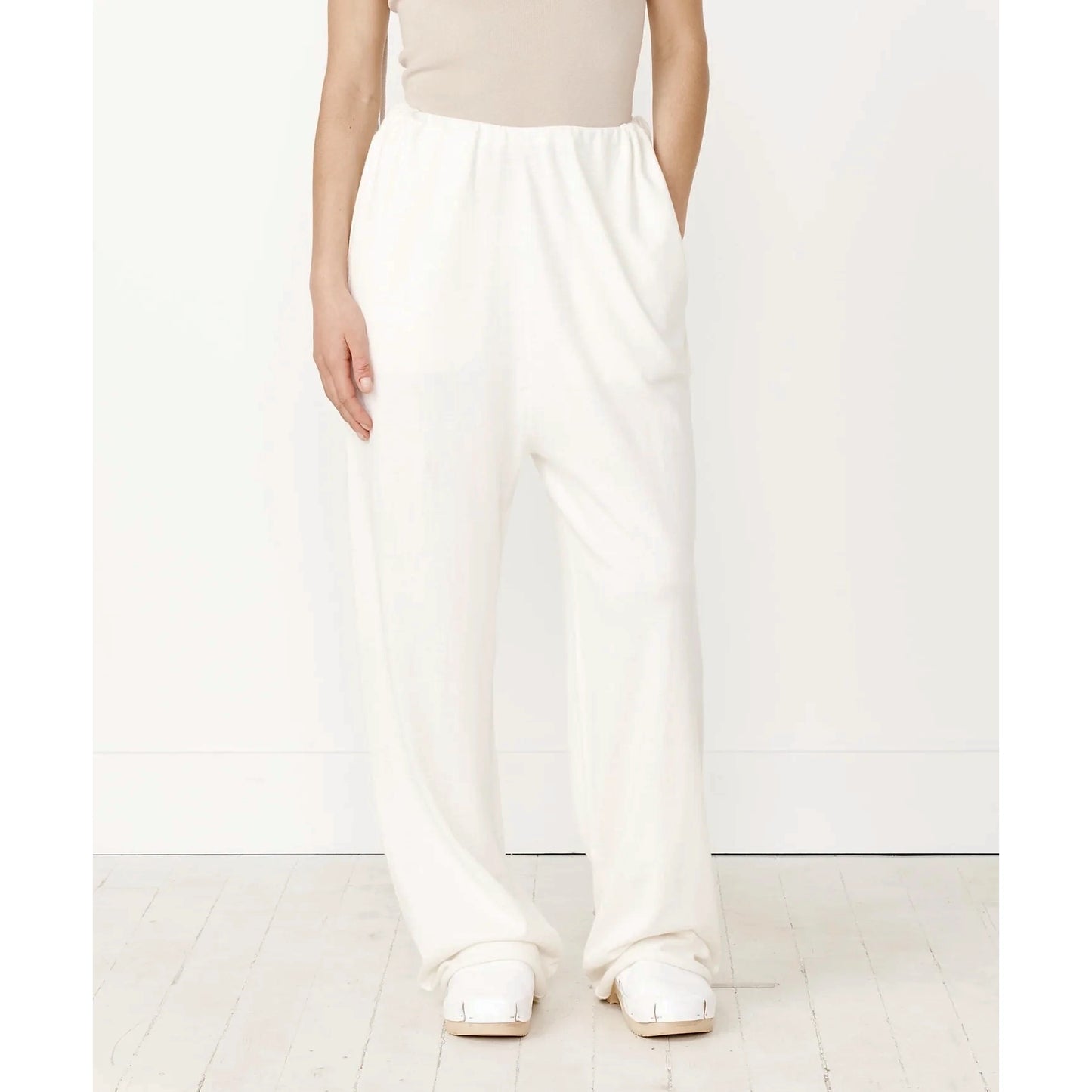 Extreme Cashmere Cotton/Cashmere "Judo" Lounge Pant in Ivory/Snow, One Size Only ** hemmed **