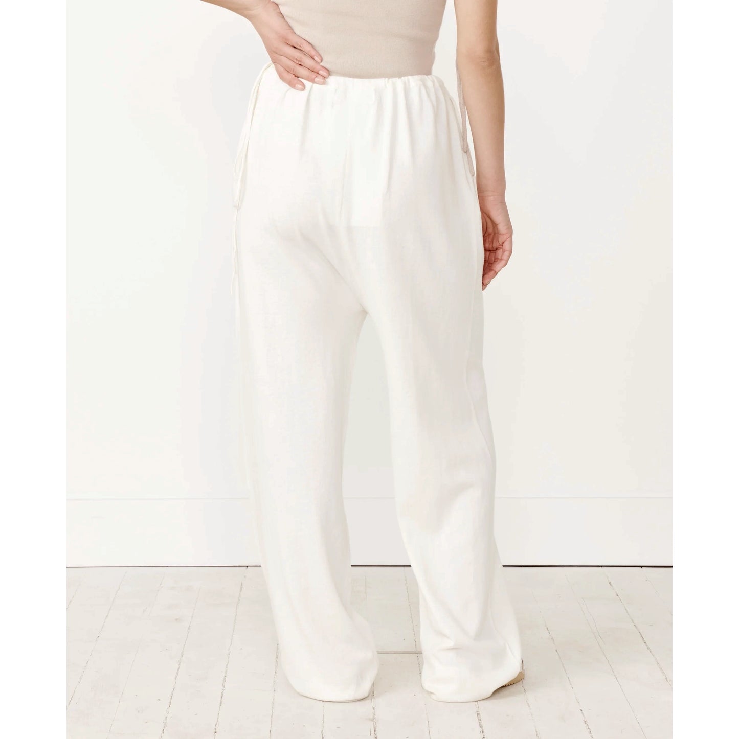 Extreme Cashmere Cotton/Cashmere "Judo" Lounge Pant in Ivory/Snow, One Size Only ** hemmed **