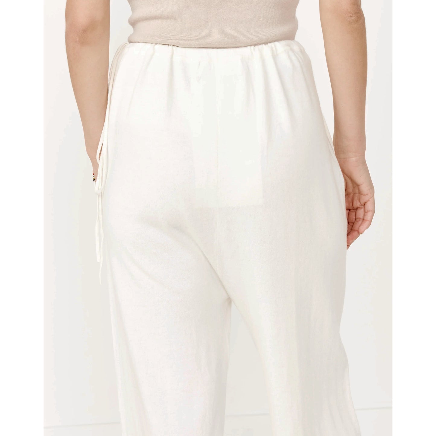 Extreme Cashmere Cotton/Cashmere "Judo" Lounge Pant in Ivory/Snow, One Size Only ** hemmed **