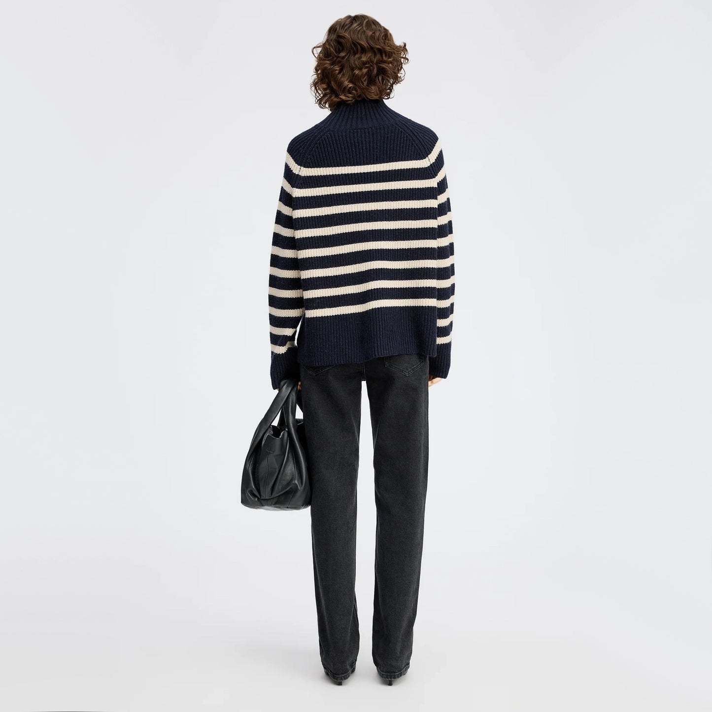 The Simple Studio x Munthe Striped "Arissa" Cotton Knit in Navy/Ivory, size 36