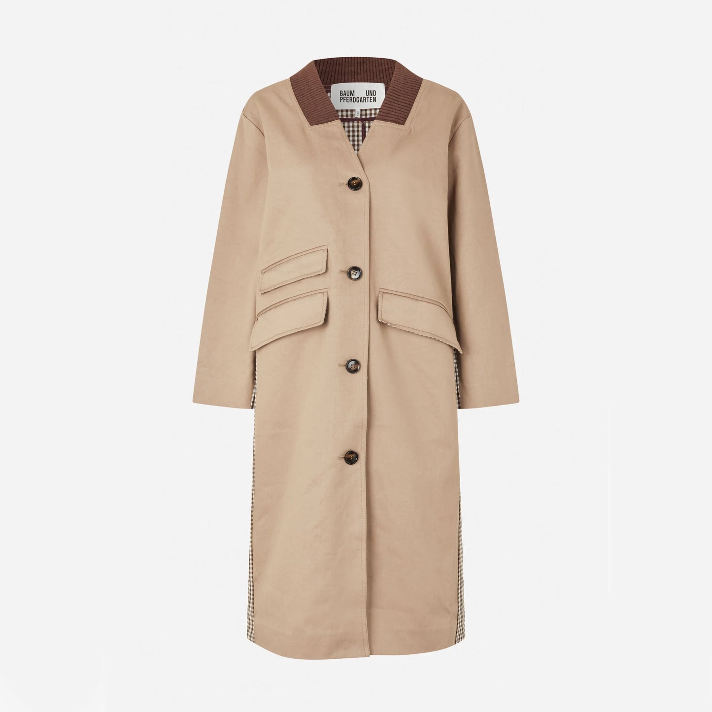 Baum und Pferdgarten "Dagny" Trench in "Portabella Camel Check", size 36 (fits size 4)