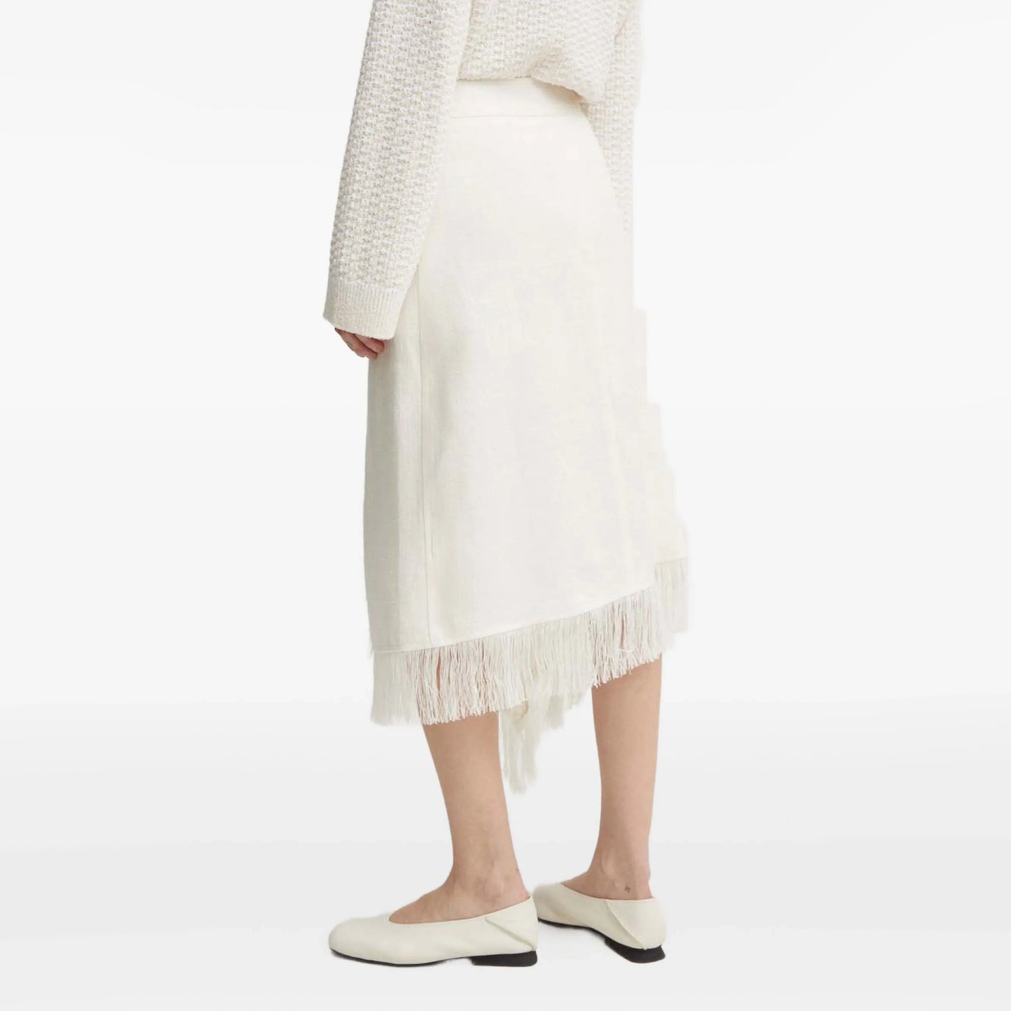 A.L.C. "Amelie" Fringe Trim Wrap Skirt in Ivory, size 4