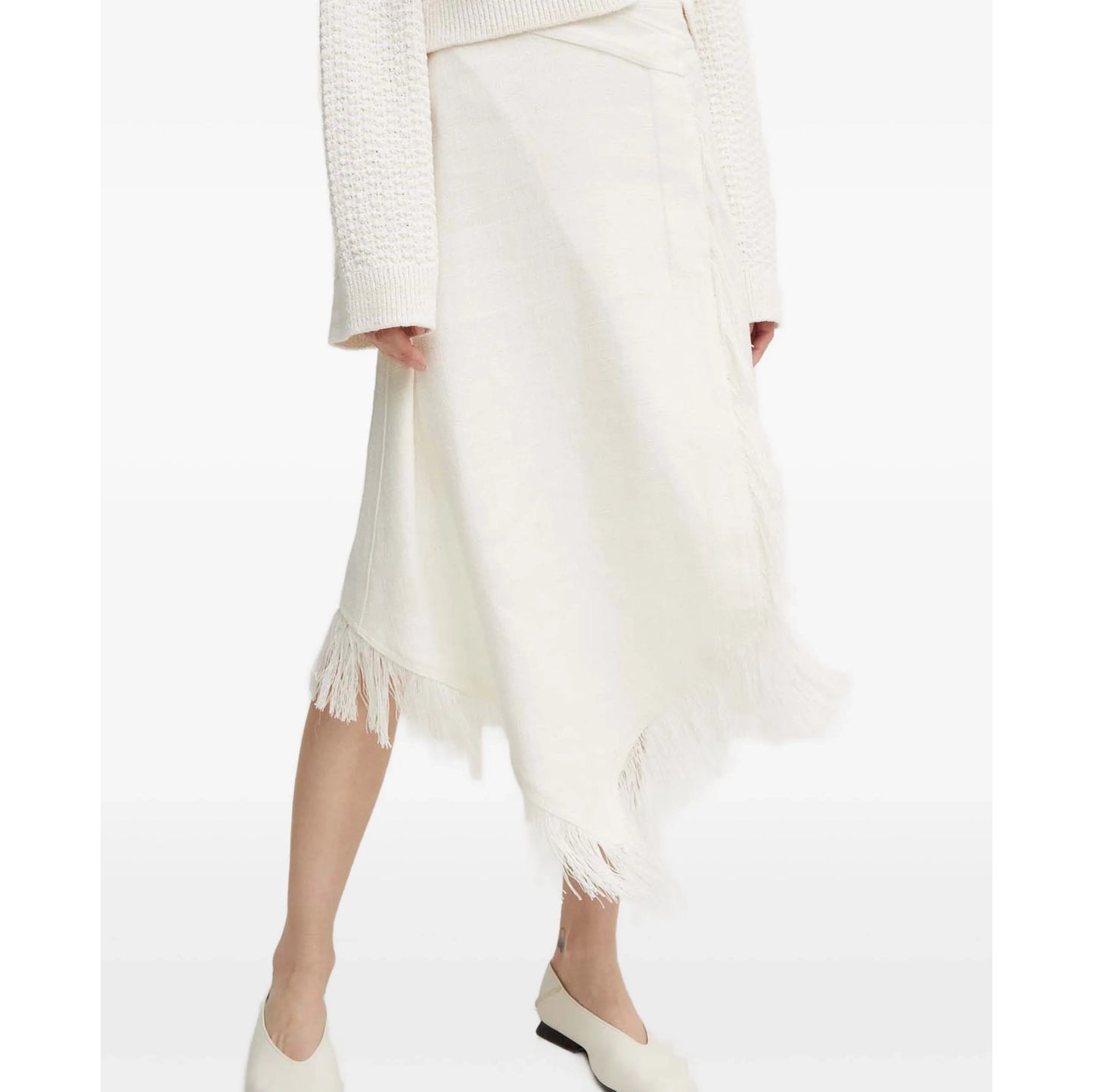 A.L.C. "Amelie" Fringe Trim Wrap Skirt in Ivory, size 4