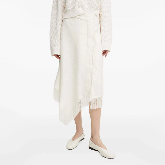 A.L.C. "Amelie" Fringe Trim Wrap Skirt in Ivory, size 4