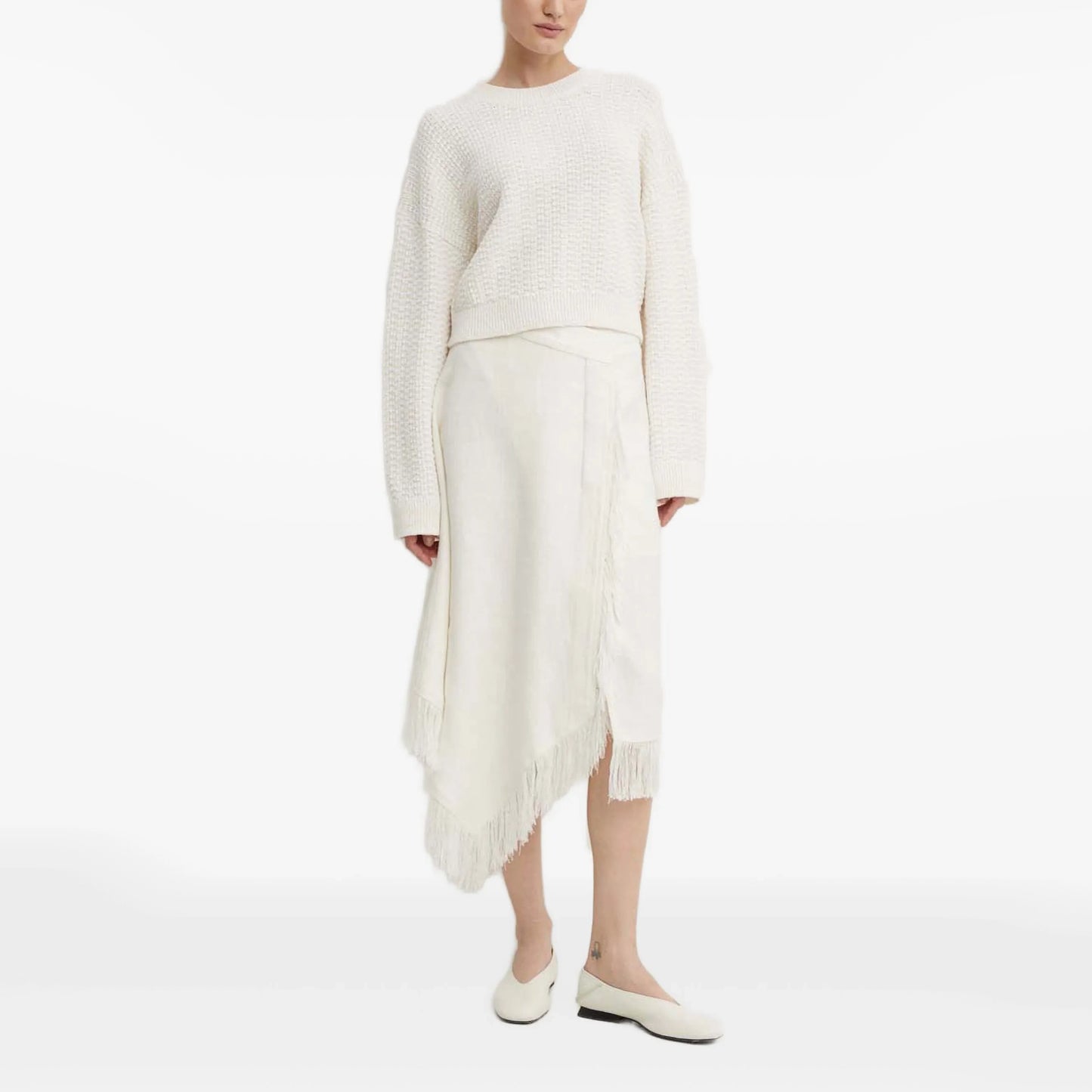 A.L.C. "Amelie" Fringe Trim Wrap Skirt in Ivory, size 4