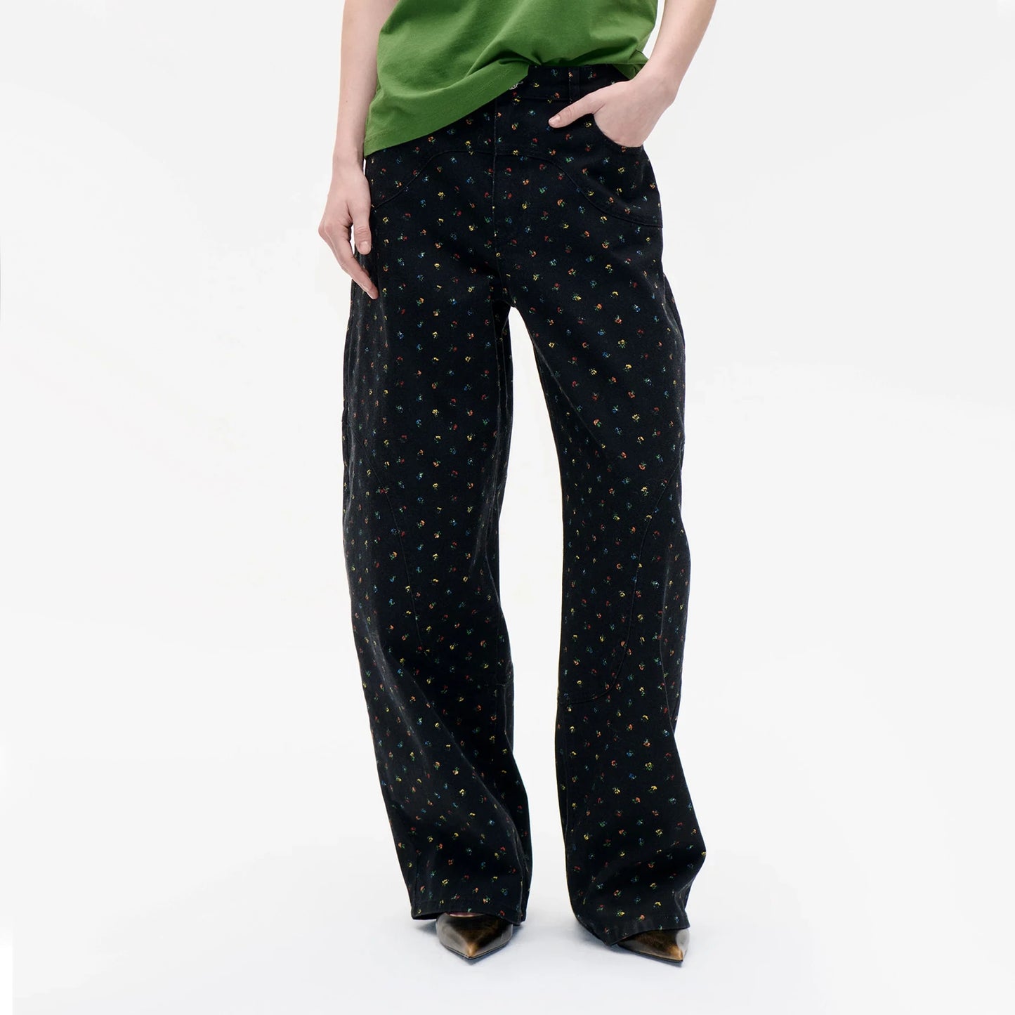Baum und Pferdgarten "Napolen" Barrel Jeans in Black Floral, size 26/32
