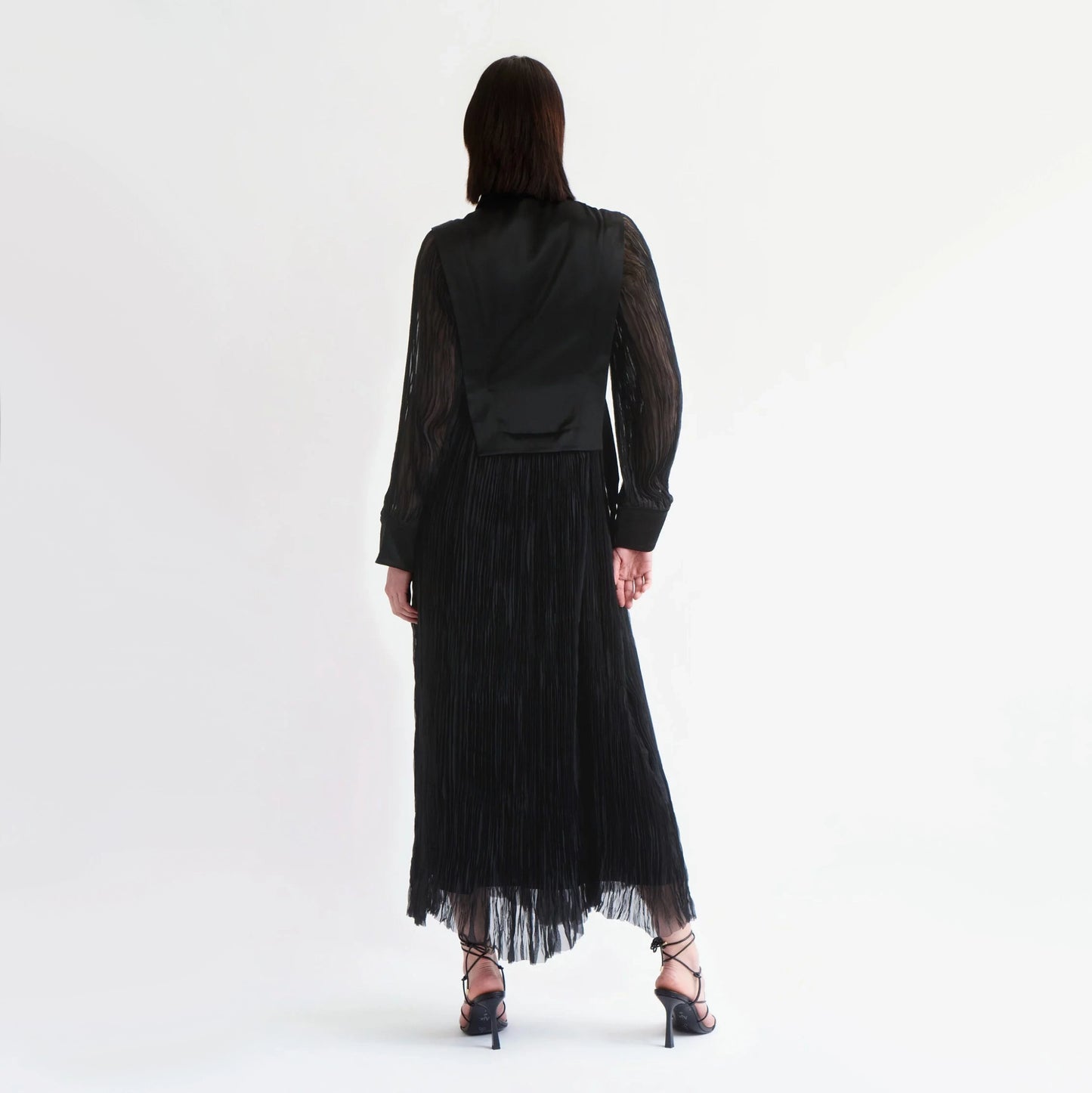 AJE "Aerial" Bib Front Maxi Dress in Black, size 8UK/4US