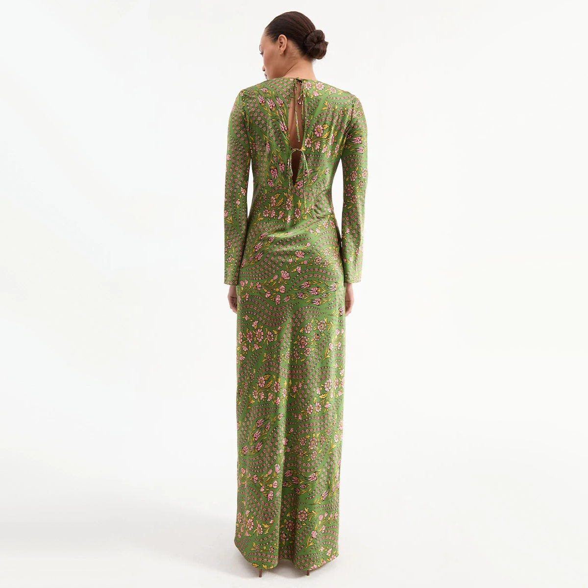 Veronica Beard "Gemma" Floral Silk Long Sleeve Dress in Green, size 6