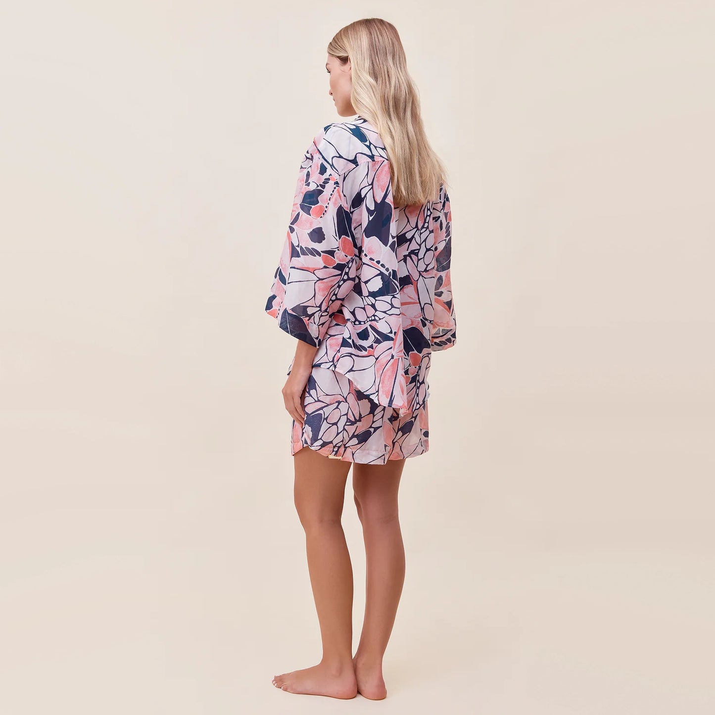 Papinelle 2-Piece PJ Set in Pink/Navy Papillon Print, size Medium