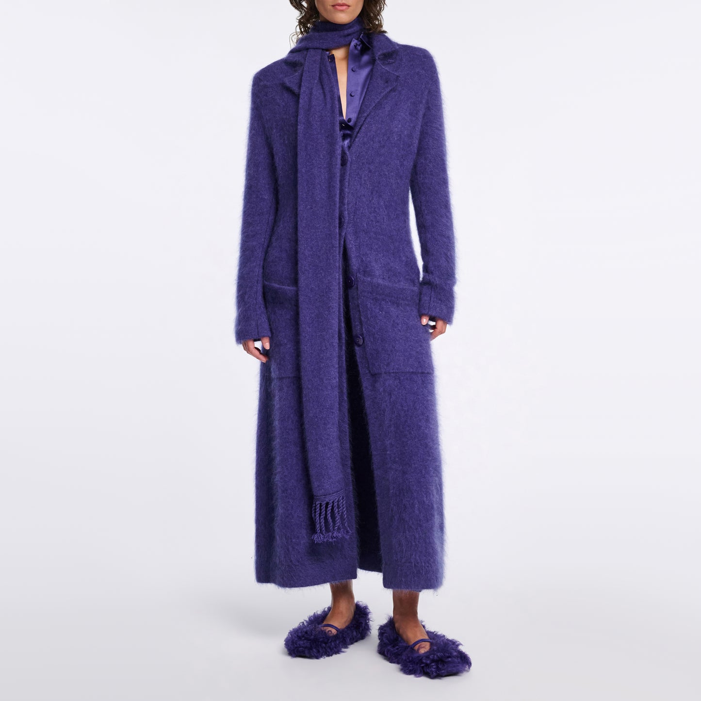 Dorothee Schumacher Merino/Cashmere Coat in Purple, size "2"