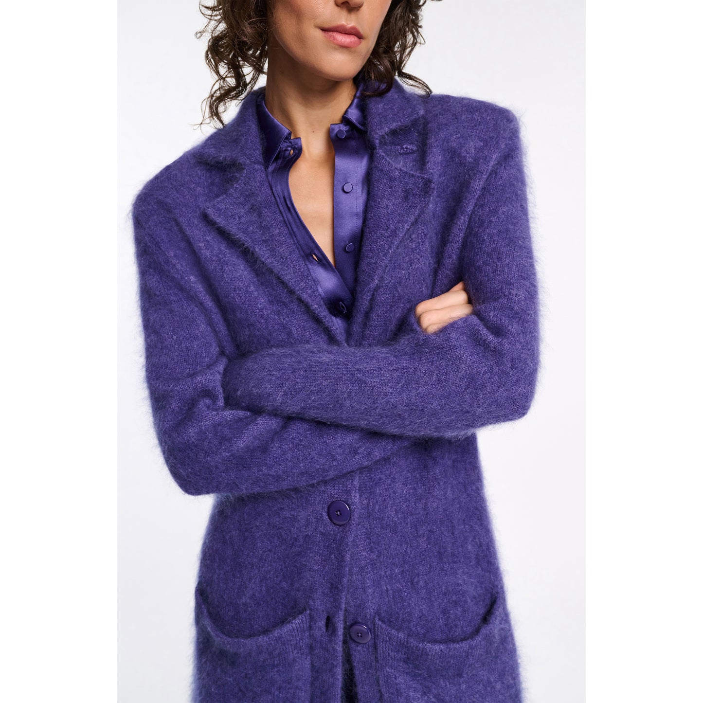 Dorothee Schumacher Merino/Cashmere Coat in Purple, size "2"