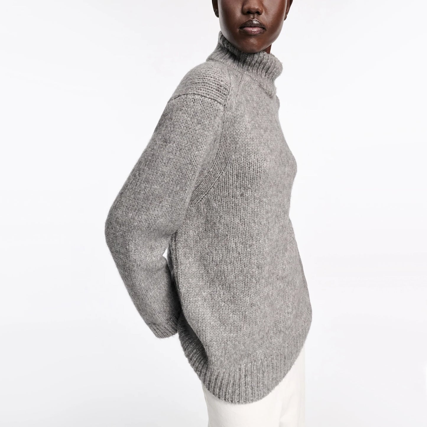 Dorothee Schumacher Alpaca Turtleneck Sweater in Grey, size "2" (Small)