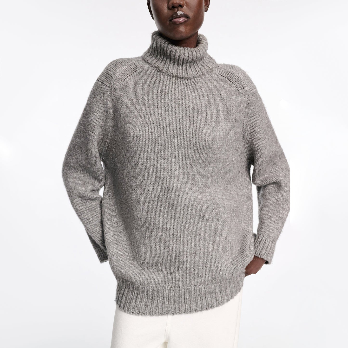 Dorothee Schumacher Alpaca Turtleneck Sweater in Grey, size "2" (Small)