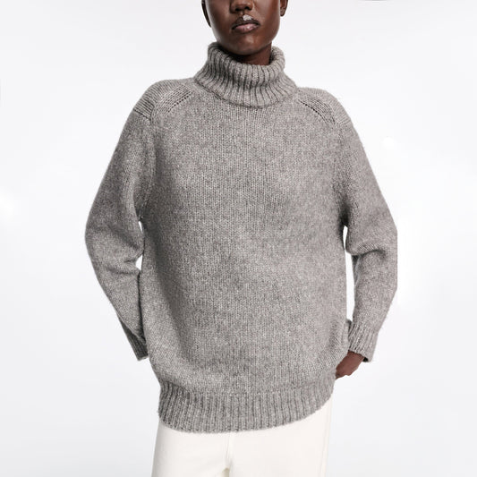 Dorothee Schumacher Alpaca Turtleneck Sweater in Grey, size "2" (Small)