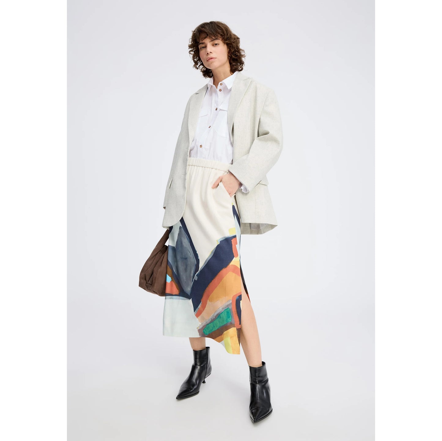 Munthe "Rocky" Skirt in Ivory/Multicolour, size 36 (size Small)