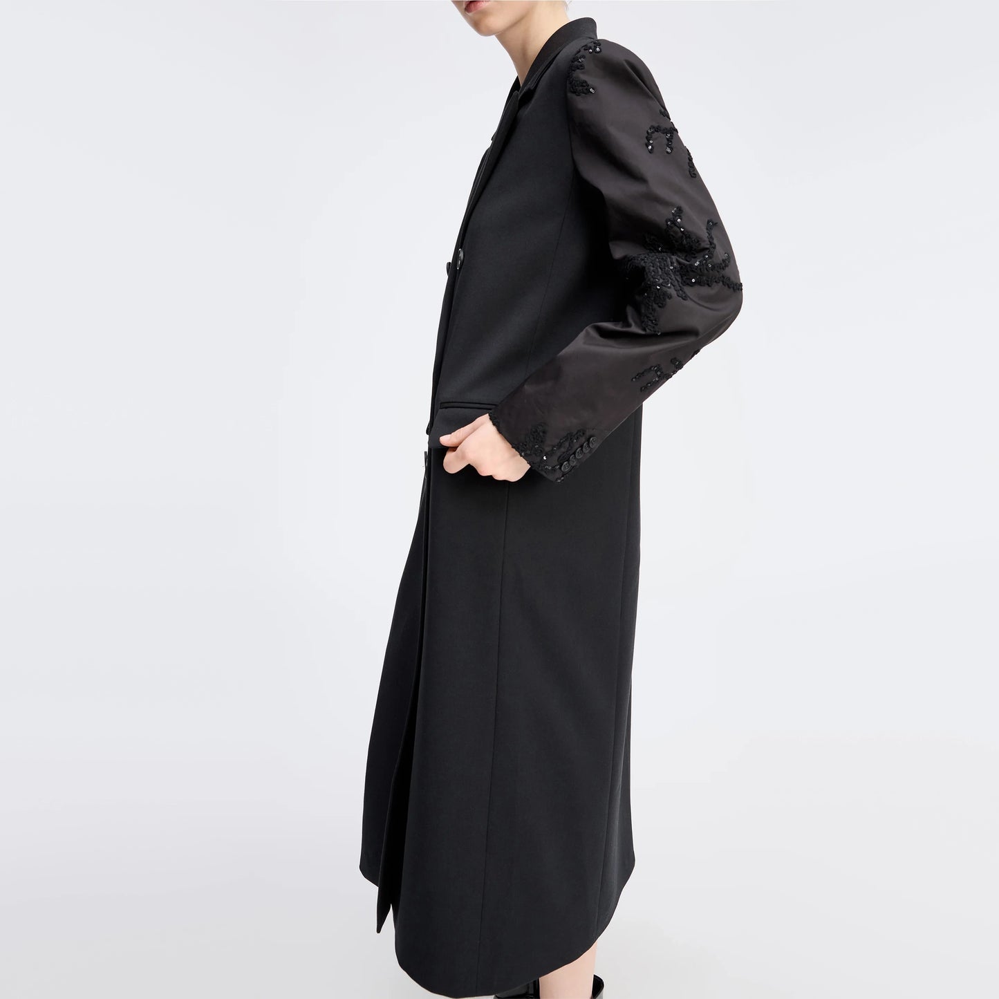 Munthe "Raymond" Jacket w Sequin Sleeves in Black, size 36 (Size Small ish)