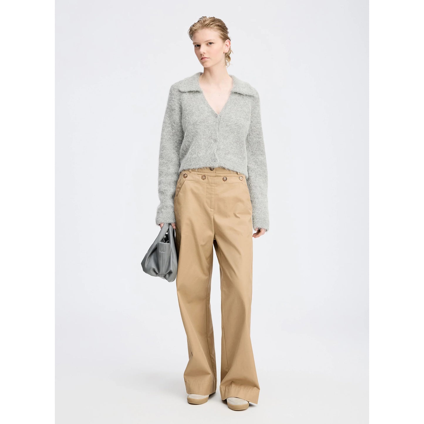 Munthe "Roxas" Cropped Cardigan in Grey, size 36