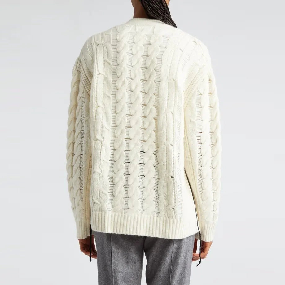 Maria McManus Oversize Aran Cable Knit Cardigan in Ivory, size XS