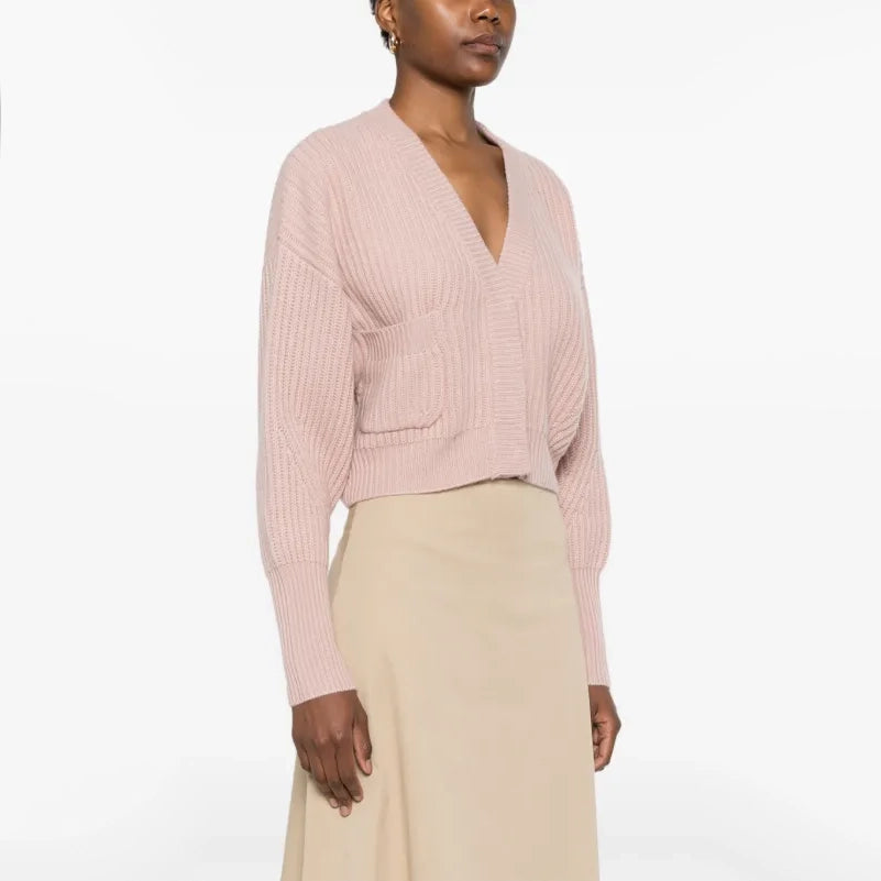 Le Kasha "Monaco" Cropped Cardigan in Dusty Pink, One size Only