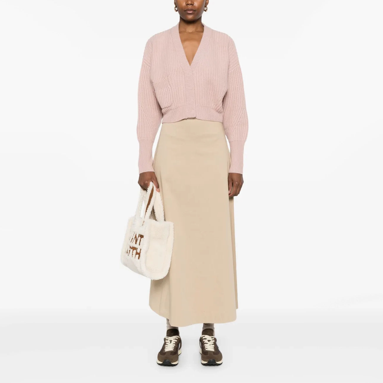 Le Kasha "Monaco" Cropped Cardigan in Dusty Pink, One size Only