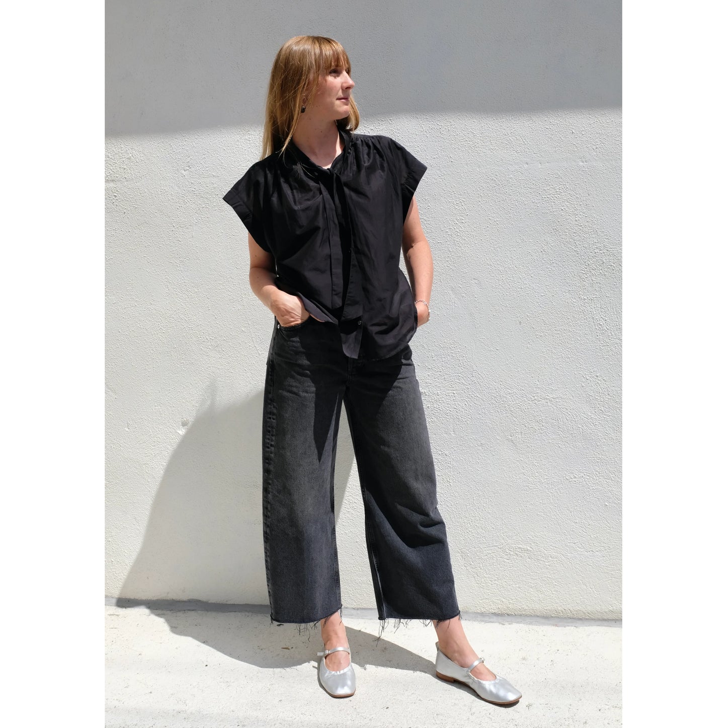 Citizens "Ayla" Cropped Jeans in "Bronson" Washed Black, size 29