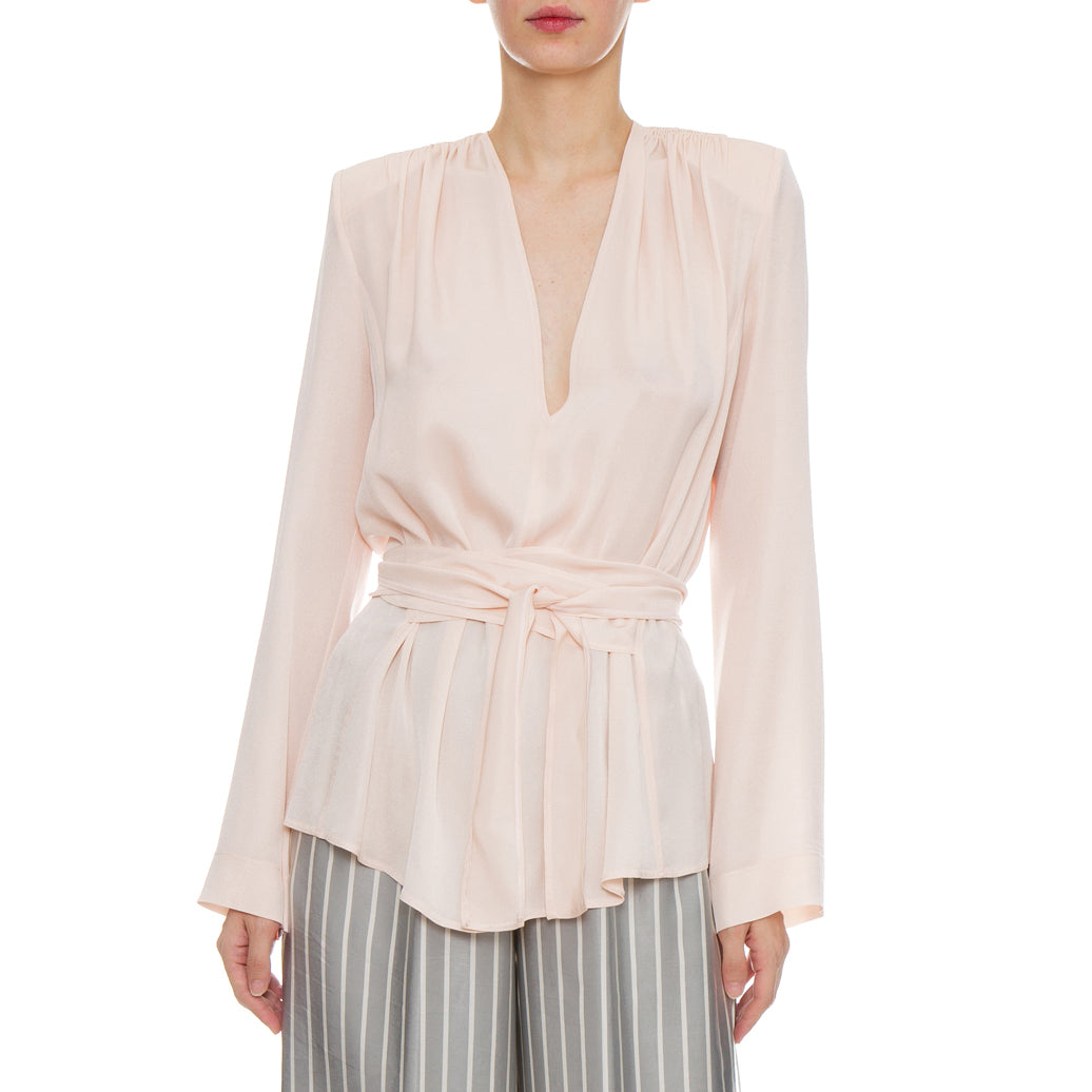 Forte.Forte Long Sleeve Wrap Blouse and Pink, size "0" (XS)