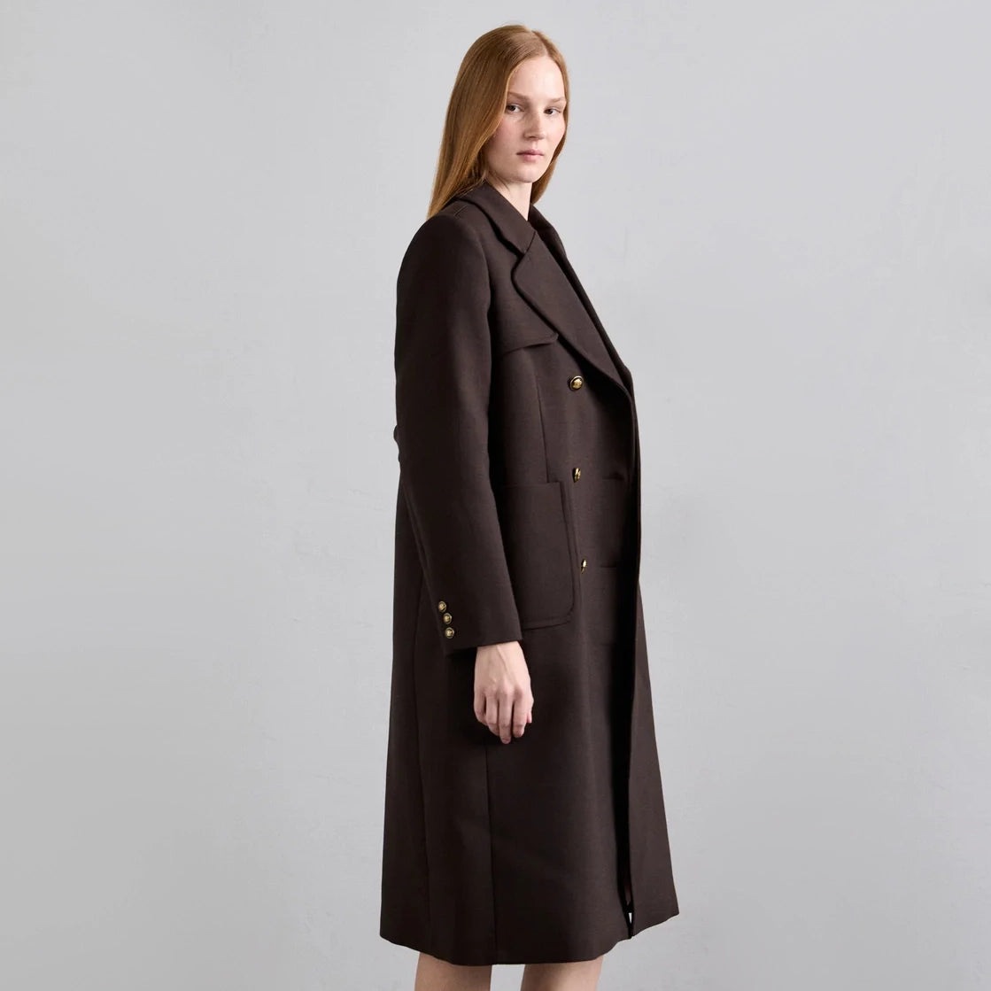 Sandro Double Breasted Coat in Brown, size 38