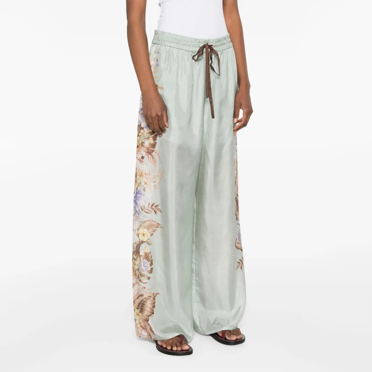 Zimmermann "Coco" Printed Silk Wide Leg Pants, size 1 (size small)