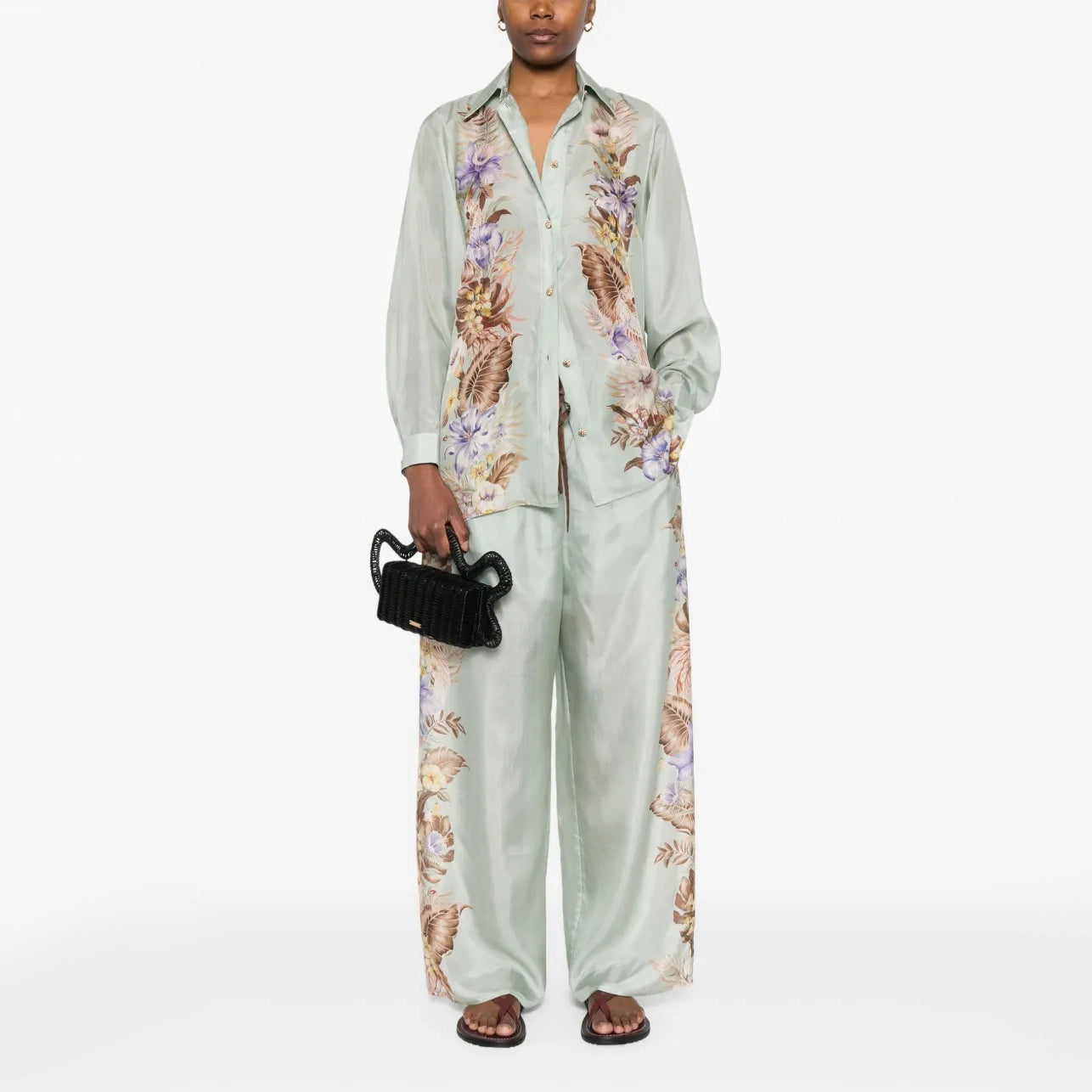 Zimmermann "Coco" Printed Silk Wide Leg Pants, size 1 (size small)