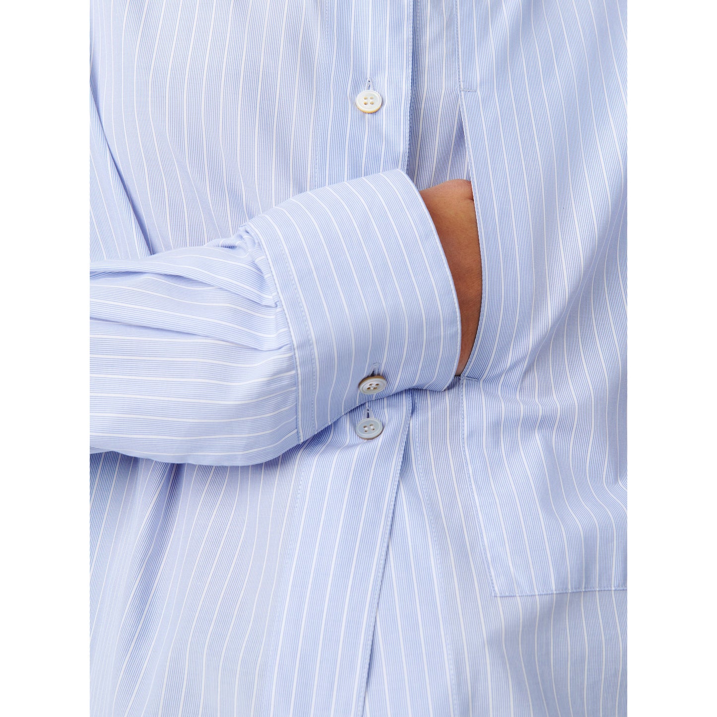 Studio Nicholson "Norman" Striped Shirt in Blue, size "1" (size Small)